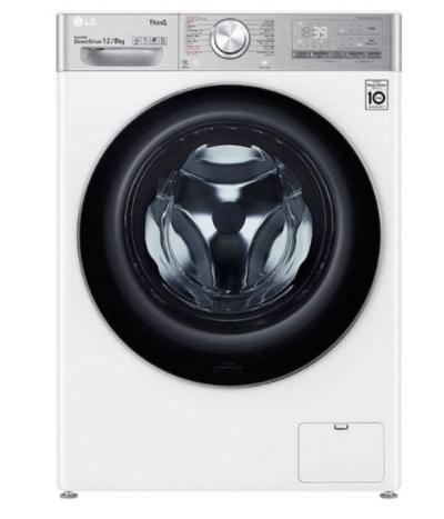 غسالة اوتوماتيك أمامية كومبو ال جي 12 كيلو غسيل 8 كيلو تجفيف أبيض - WSV1208WHT